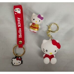 Hello Kitty Keychain 2pc Lot & Mini Figure